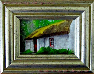 Whitewashed Thatched Cottage Original Painting