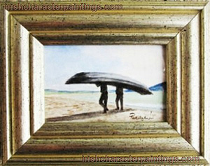 A Traditional Currach, Irish Miniature Painting