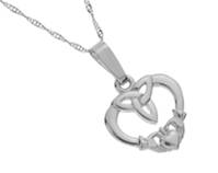 Silver Trinity Knot Claddagh Pendant