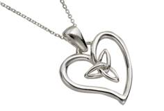 Sterling Silver Celtic Heart & Trinity Knot Pendant