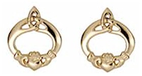 10K Gold Claddagh & Trinity Knot Celtic Earrings