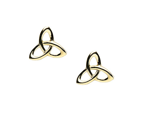 10K Gold Celtic Trinity Knot Design Stud Earrings