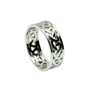 Celtic Knot open pattern band with light white gold rim