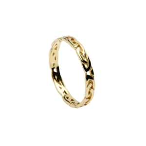 Celtic Knot narrow open pattern band ring with 14K Yellow Gold