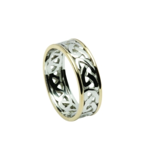 Celtic Knot open pattern Ring with light gold rims