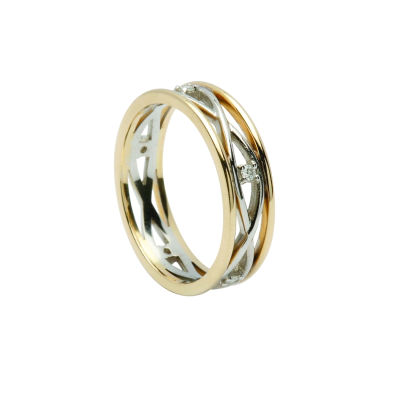 Celtic Weave 10kt yellow & white gold narrow band  Ring