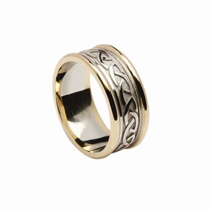 Mens 10kt Celtic Knot raised pattern band Ring - Irish made