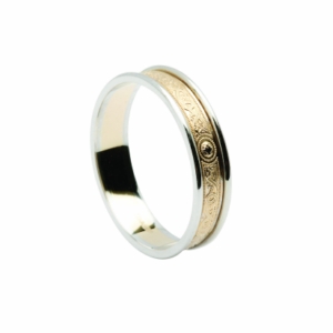 Celtic Warrior Shield pattern narrow 10kt yellow gold wedding band Ring