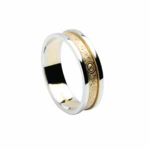 Ladies narrow 10kt yellow gold Celtic Wedding Band Ring.