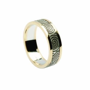 Superb Newgrange Spirals White 10k Gold Ring