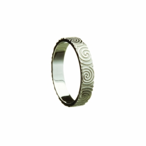 Irish 10kt white gold Newgrange Spirals  gents band Ring