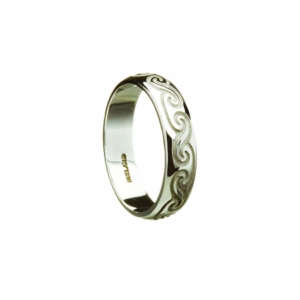 10kt white gold Newgrange Irish Celtic Spirals Mens Ring