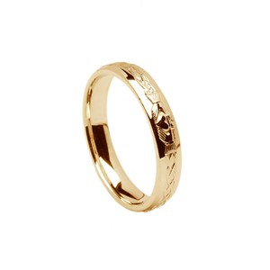 Celtic Claddagh pattern narrow band, yellow gold 10k Ring