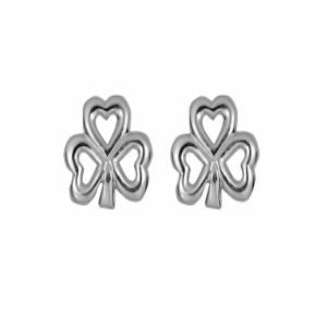 Silver Open Shamrock Stud Earrings