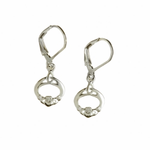 Claddagh Lever Back Silver Earrings