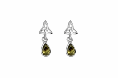 Irish Trinity Knot & Drop Earrings with Peridot