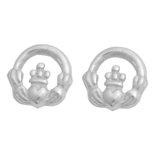 Traditional Claddagh Studs Silver Irish Earrings