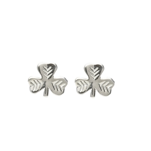 Traditional Shamrock Stud Earrings - Siver