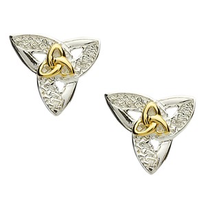 Silver & Gold Plated Trinity Stud Earrings