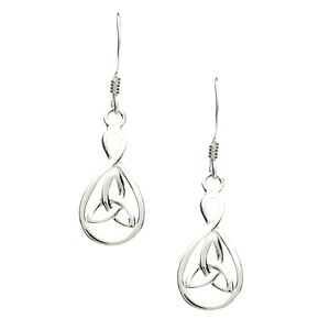 Elegant Trinity Knot Drop Silver Earrings