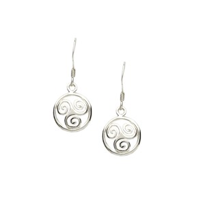 Celtic Triple Spiral open design Drop Earrings