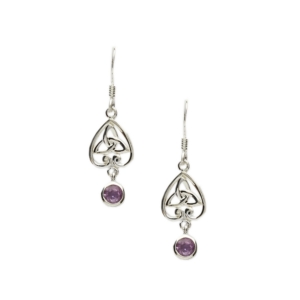 Earrings - Silver Trinity Knot & Drop Amethyst