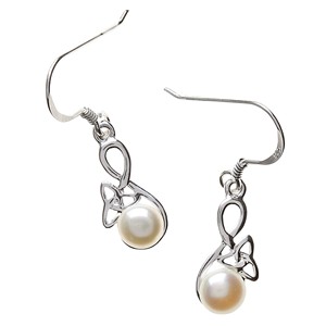 Trinity Knot & Pearl Drops Earrings