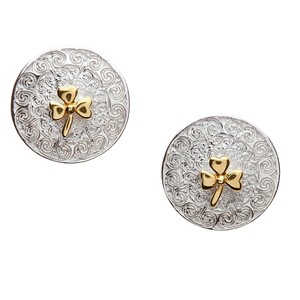 Silver & Gold Plated Shamrock Stud Earrings