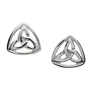 Trinity Knot Triangular Silver Stud Earrings