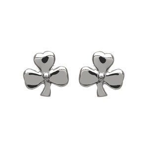 Irish Shamrock Stud Silver Earrings