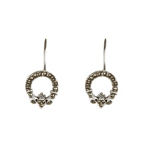 Silver Marcasite Claddagh Drop Earrings