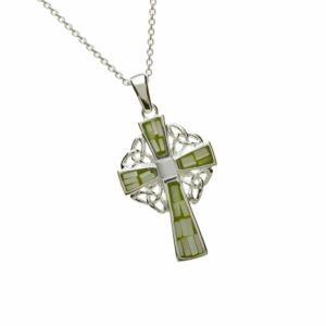 Stunning Green Mosaic Celtic Cross Pendant