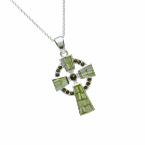 Superb Mosaic & Marcasite Celtic Cross Pendant