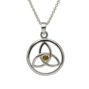 Trinity Knot in Circle Silver Pendant