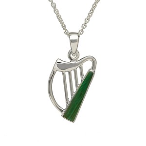 Silver & Enamel Irish Celtic Harp Pendant