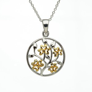 Elegant Shamrock Floral Silver Pendant