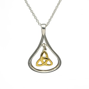 Silver & Gold Plated Trinity Knot Irish Pendant