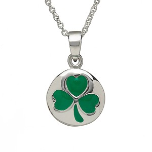 Silver & Enamel Irish Shamrock Pendant