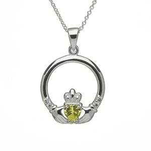 Peridot - August Claddagh Birthstone Pendant