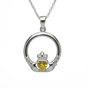 Topaz - November Claddagh Birthstone Pendant