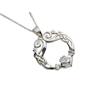 Celtic Knot Claddagh Silver Pendant