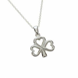 Irish Made Open Shamrock Silver Pendant