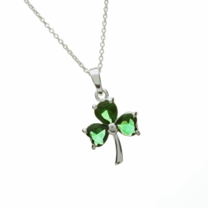 Stone Set Shamrock Silver Pendant