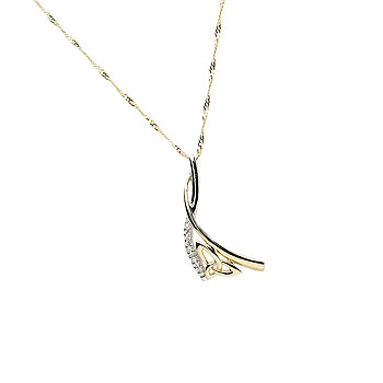 10K Y/Gold Diamond Trinity Knot Design Pendant